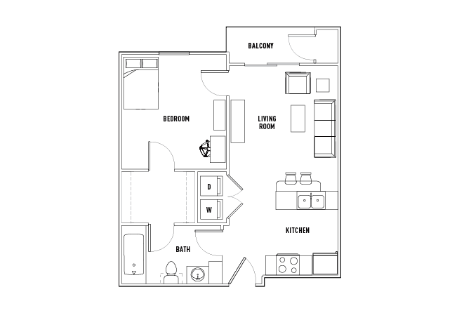 1X1-A floor plan